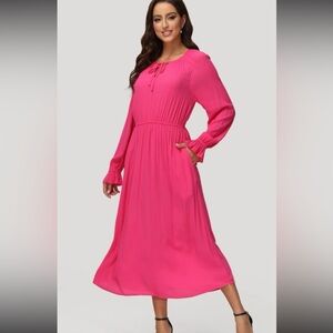 NWT. 89th&Madison Fushica Pink Rayon Dress
